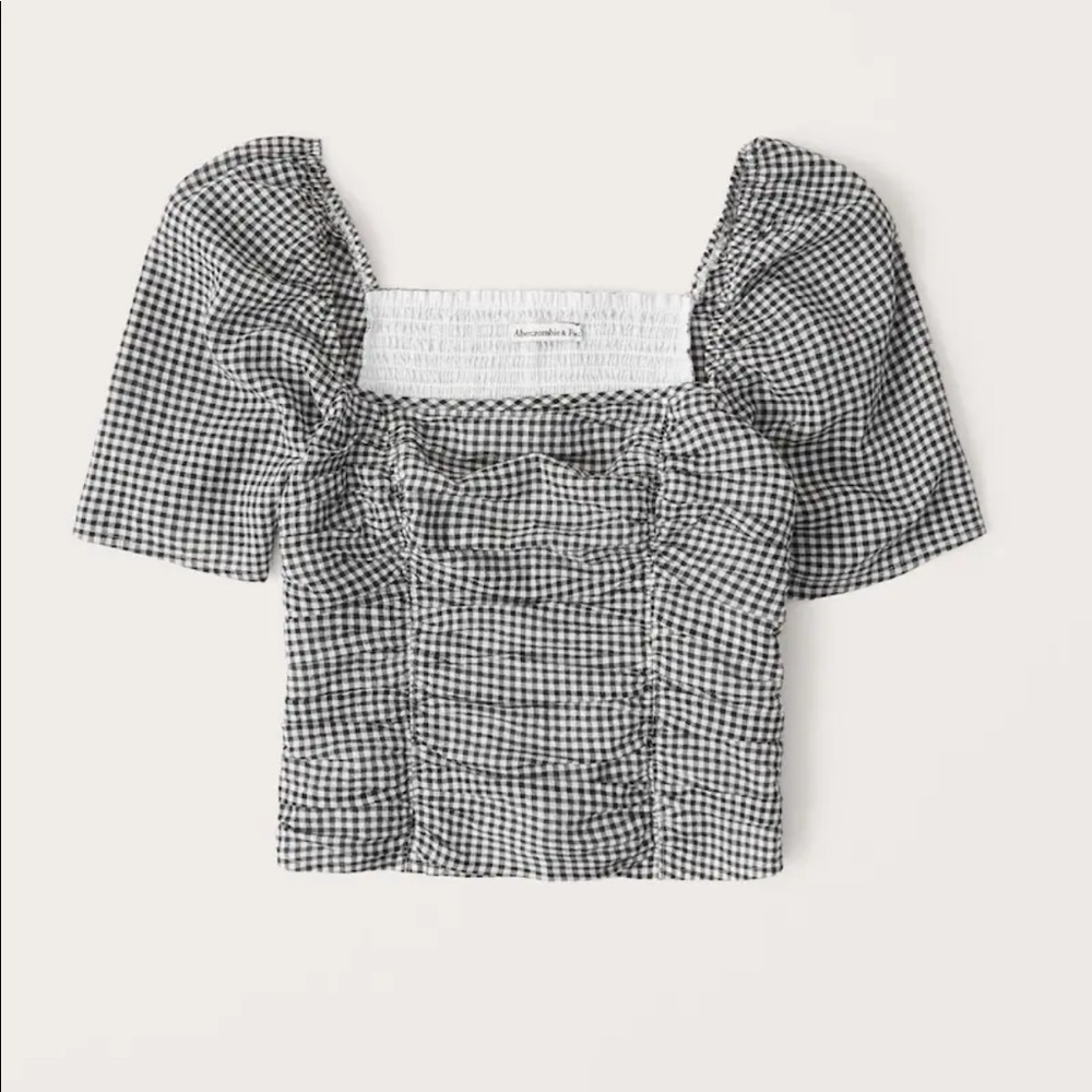 Abercrombie Gingham Square Neck Ruched Top